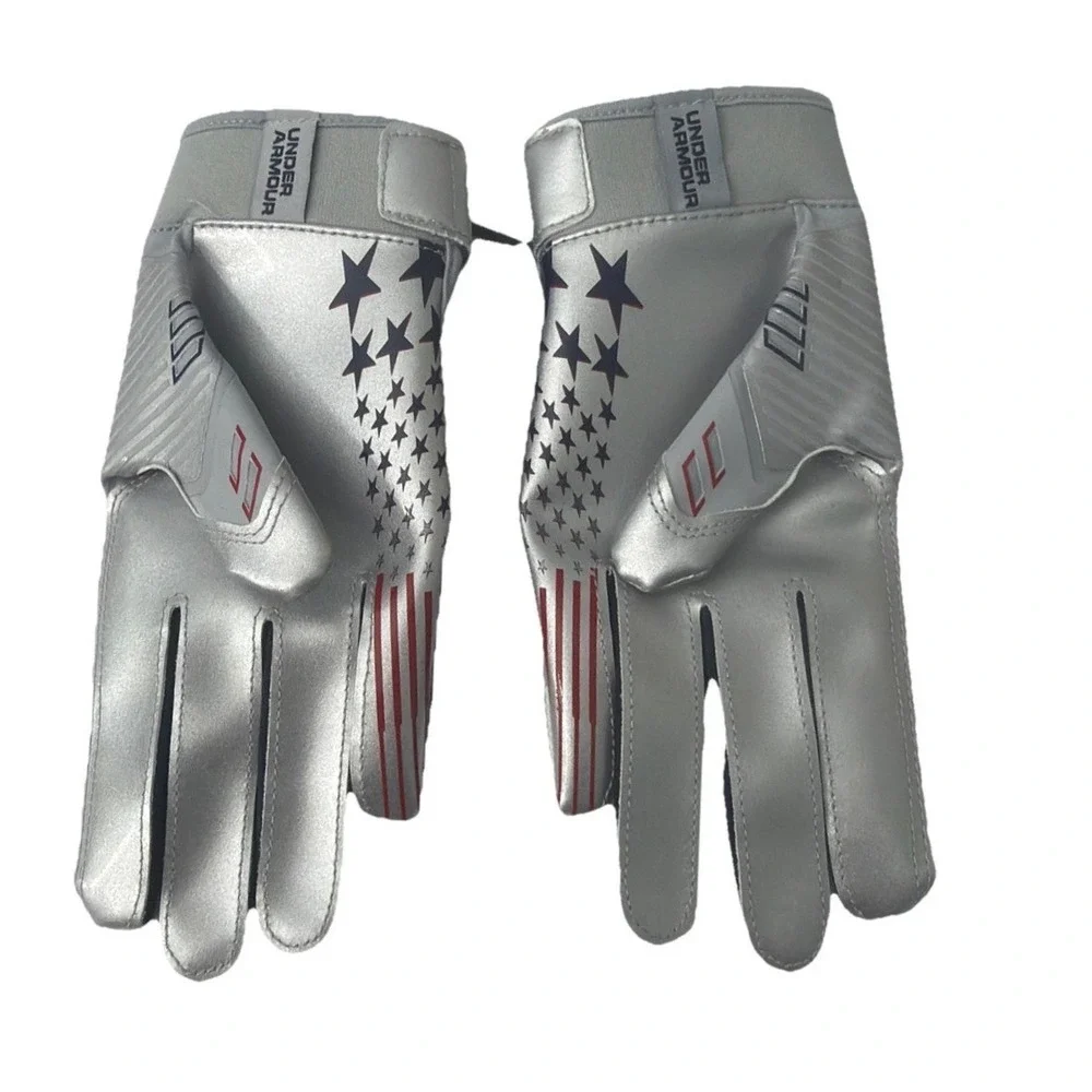 Under Armour Boys' F9 Novelty Football Gloves, Gray /silver Size YL New